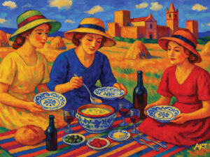 3 AMIGAS ALMOÇAM NO CAMPO